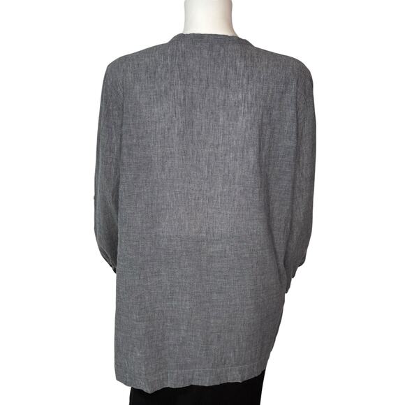 Eileen Fisher Cotton / Linen Blend Blue Chambray Tunic Top sz M - Picture 4 of 8